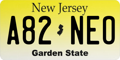 NJ license plate A82NEO