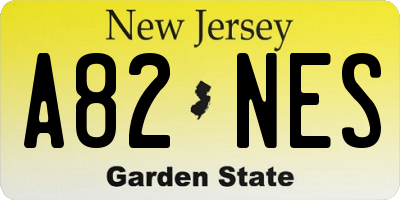NJ license plate A82NES