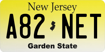 NJ license plate A82NET