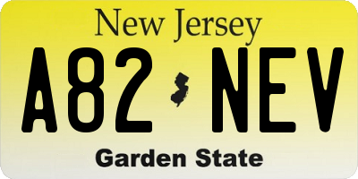 NJ license plate A82NEV