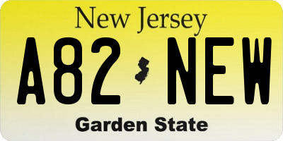 NJ license plate A82NEW