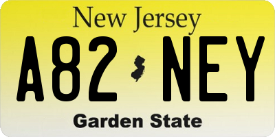 NJ license plate A82NEY