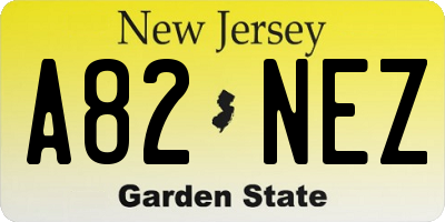 NJ license plate A82NEZ