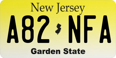 NJ license plate A82NFA