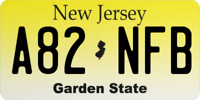 NJ license plate A82NFB