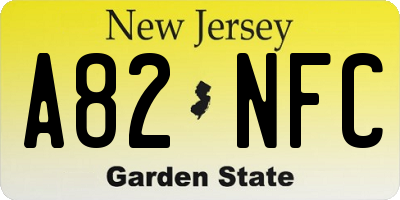 NJ license plate A82NFC
