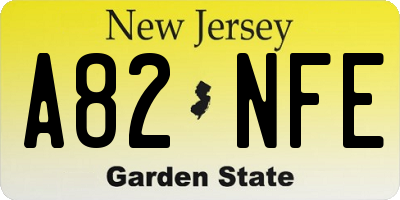 NJ license plate A82NFE