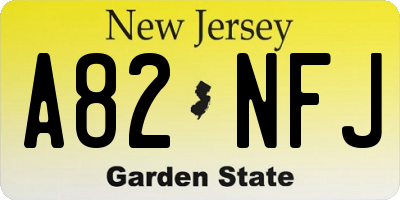 NJ license plate A82NFJ
