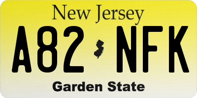NJ license plate A82NFK