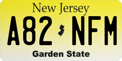 NJ license plate A82NFM