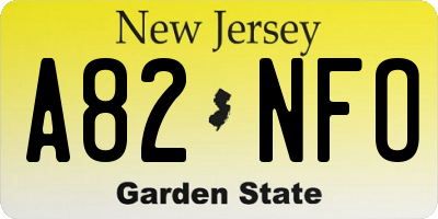 NJ license plate A82NFO