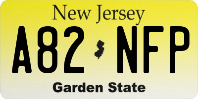 NJ license plate A82NFP