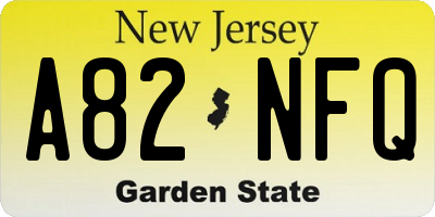 NJ license plate A82NFQ