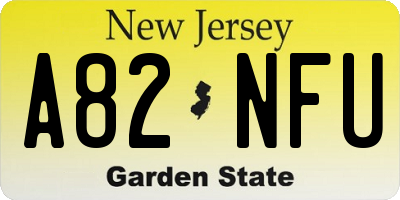NJ license plate A82NFU