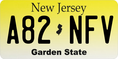 NJ license plate A82NFV
