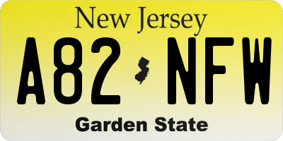 NJ license plate A82NFW