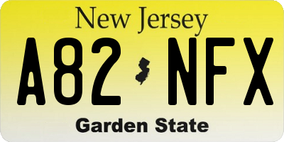 NJ license plate A82NFX