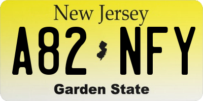 NJ license plate A82NFY