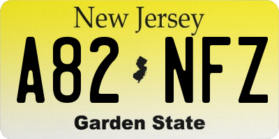 NJ license plate A82NFZ