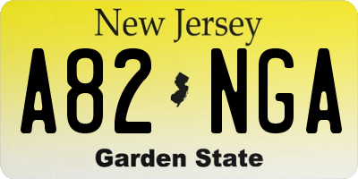 NJ license plate A82NGA