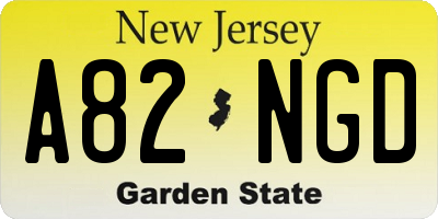 NJ license plate A82NGD
