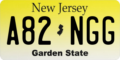 NJ license plate A82NGG