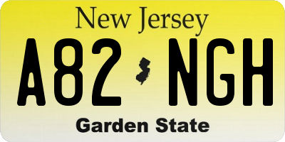 NJ license plate A82NGH