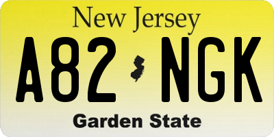 NJ license plate A82NGK