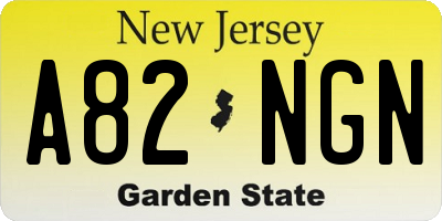 NJ license plate A82NGN