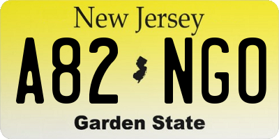 NJ license plate A82NGO