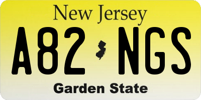 NJ license plate A82NGS