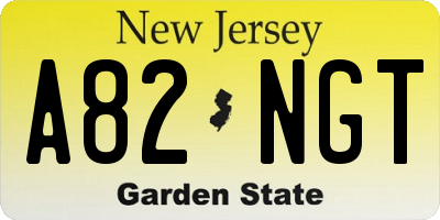 NJ license plate A82NGT
