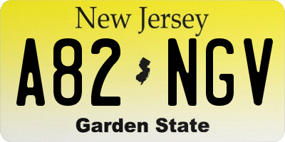 NJ license plate A82NGV