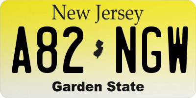 NJ license plate A82NGW