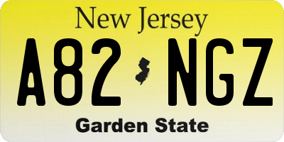 NJ license plate A82NGZ