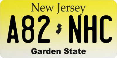 NJ license plate A82NHC