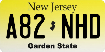 NJ license plate A82NHD