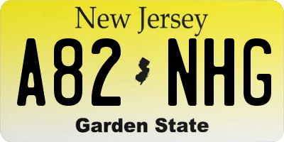 NJ license plate A82NHG