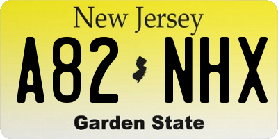 NJ license plate A82NHX