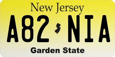 NJ license plate A82NIA