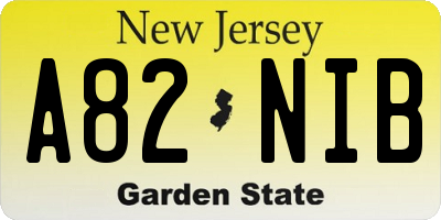 NJ license plate A82NIB
