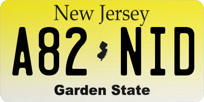 NJ license plate A82NID