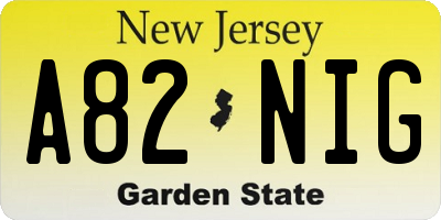 NJ license plate A82NIG