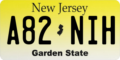 NJ license plate A82NIH