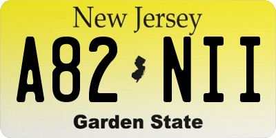 NJ license plate A82NII