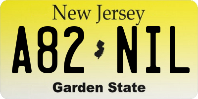 NJ license plate A82NIL