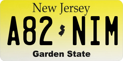 NJ license plate A82NIM