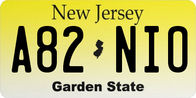 NJ license plate A82NIO