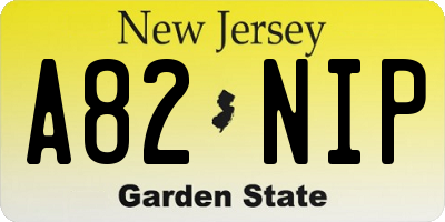 NJ license plate A82NIP