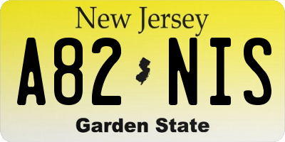 NJ license plate A82NIS